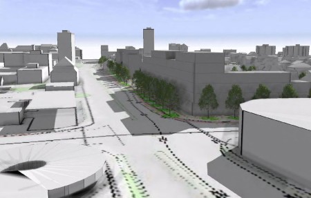 Graz, Investorengesteuerte Bebauungsplanung am Gürte: Ausschnit aus 3D-Modell Bürgerinfo